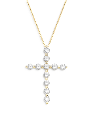 Bloomingdale's Diamond Cross Pendant Necklace In 14k Yellow Gold, 1.50 Ct. T. W. In Gold