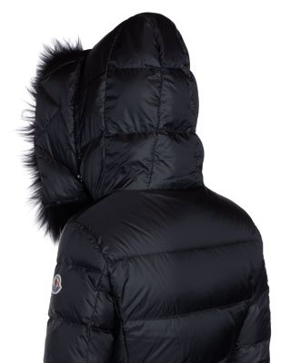 Boed Belted Down Jacket with Shearling Hood Trim