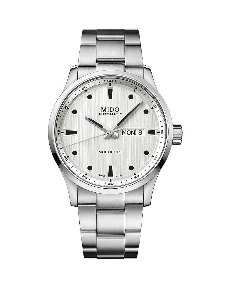 Mido Multifort Iii Watch, 42mm In White/silver