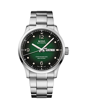 Mido Men's Swiss Automatic Multifort Chronometer Stainless Steel Bracelet Watch 42mm In Green/silver
