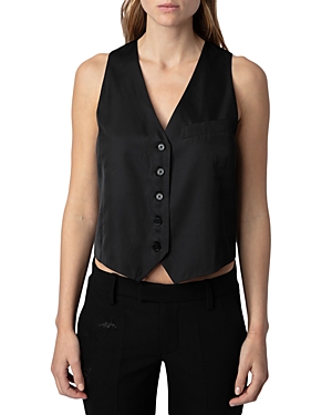 Zadig & Voltaire Emaux Sleeveless Satin Top In Noir
