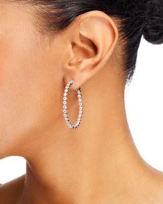 Diamond Inside Out Medium Hoop Earrings in 14K White Gold, 4.0 tcw