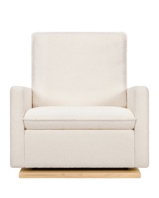 Cali Chantilly Fleece Pillowback Chair and a Half Glider With Light Wood Base