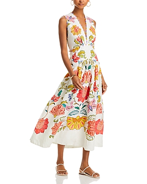 Shop Farm Rio Floral Insects Plunging Neck Dress
