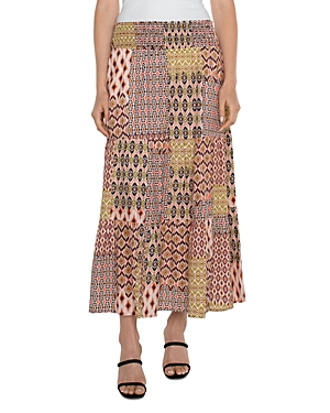 Shop Liverpool Los Angeles Tiered Maxi Skirt In Geo Patchwork
