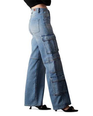 On Duty High Rise Wide Leg Cargo Jeans in Athens