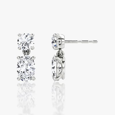  Signature Drop Earring in 14K Yellow Gold, 1.5ctw Round Brilliant & Oval Lab Grown Diamonds
