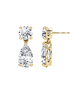 Vrai Signature Drop Earring In 14k White Gold, 6.0ctw Round Brilliant & Pear Lab Grown Diamonds In Gold