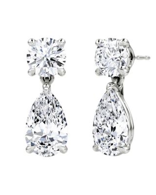 VRAI - Signature Drop Earring in 14K White Gold, 6.0ctw Round Brilliant & Pear Lab Grown Diamonds