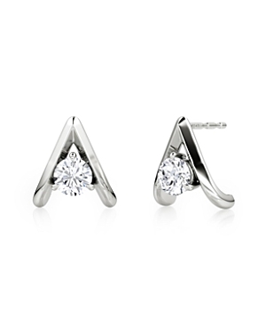 Lab Grown Diamond Round Brilliant Reversed V Stud Earrings in 14K White Gold and Gold, .50 ct. t.w.