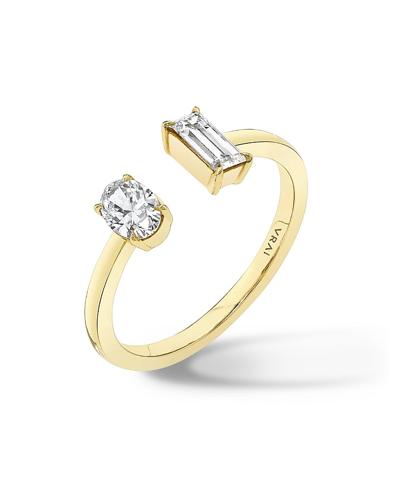Vrai Mixed Lab-grown Diamond Cuff Ring In 14k Yellow Gold, .50ctw Baguette & Oval Lab Grown Diamonds In K Yellow Gold
