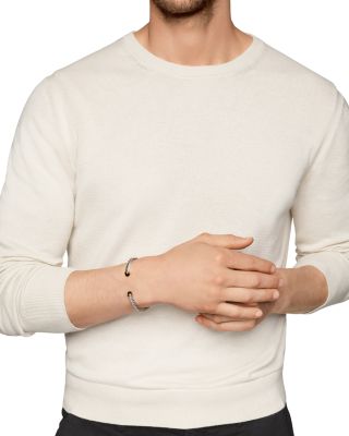 Men's Cable Cuff Bracelet in Sterling Silver with 14K Yellow Gold and Black Onyx, 6mm