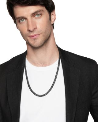 Men's Curb Chain Necklace in Black Titanium with Black Diamonds, 8mm