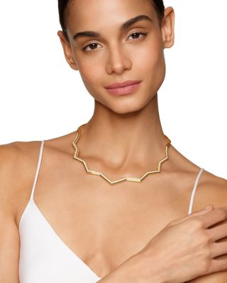 Stax Zig Zag Necklace in 18K Yellow Gold with Diamonds, 5mm