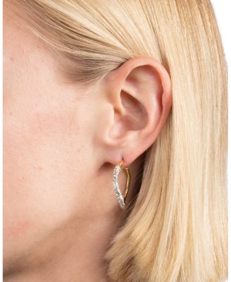 Two Tone Pave Hoop Earrings