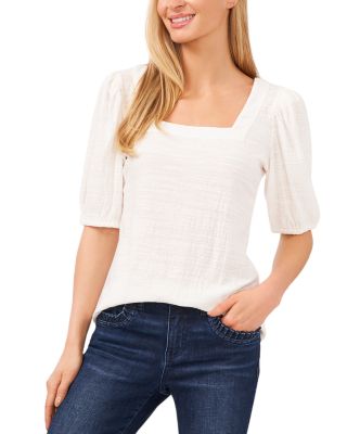 CeCe - Square Neck Puffed Sleeve Top