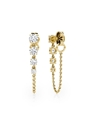 Linked Lab-Grown Diamond Tennis Earrings in 14K Gold, 1.10ctw Round Brilliant Lab Grown Diamonds