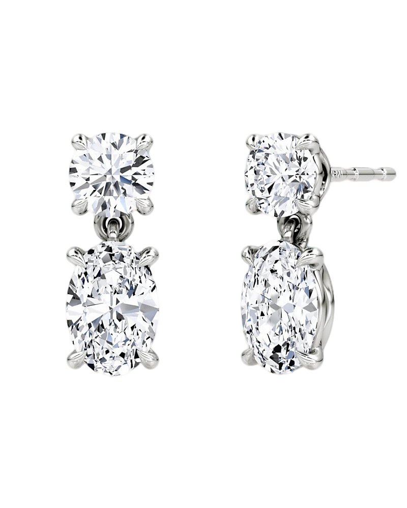 Vrai Signature Drop Earring In 14k White Gold, 6.0ctw Round Brilliant & Oval Lab Grown Diamonds In K White Gold