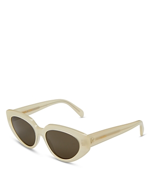 Shop Celine Cat Eye Sunglasses, 53mm In Ivory/brown Solid