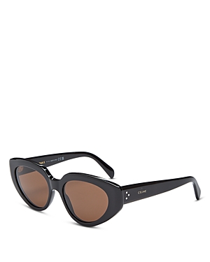 Shop Celine Cat Eye Sunglasses, 53mm In Black/brown Solid