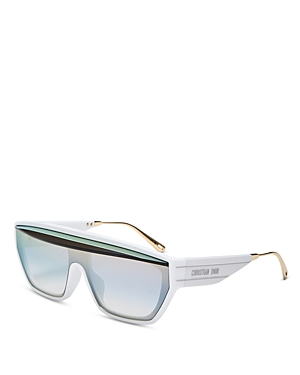 Shop Dior Club Shield Sunglasses, 141mm In White/green Gradient