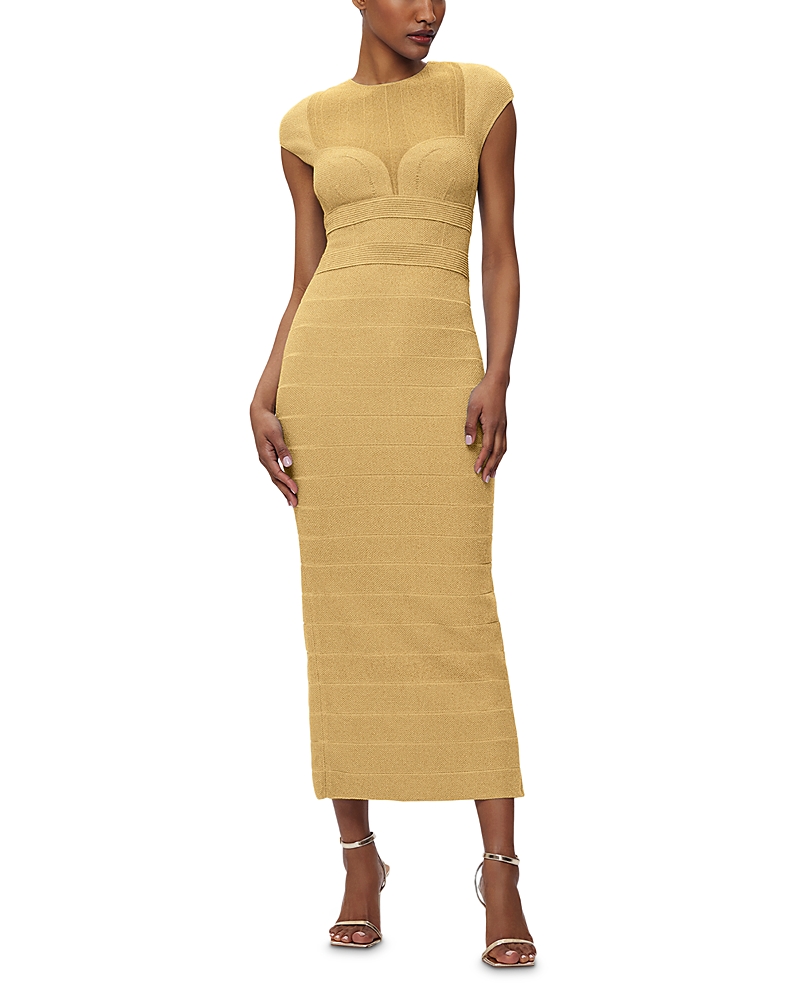 Herve Leger Textured Sheer Bustier Gown