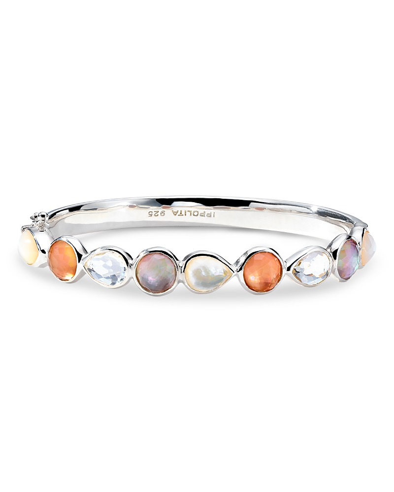 Ippolita Sterling Silver 925 Rock Candy Multi Stone Hinged Bangle Bracelet In Multi