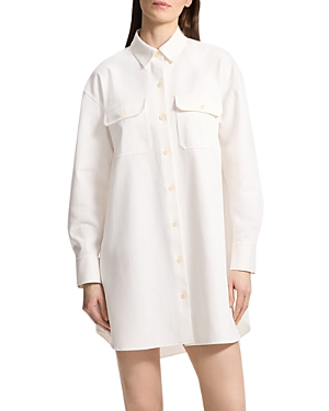 Shop Theory Mini Shirt Dress In Optic White