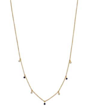 Zoë Chicco 14k Yellow Gold Dangling Station Blue Sapphire & Diamond Necklace, 14 In Blue/gold