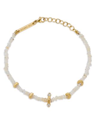 Zoe Chicco 14K Yellow Gold Fire Opal Rondelle Bead Bracelet with Diamonds, 0.06 ct. t. w.