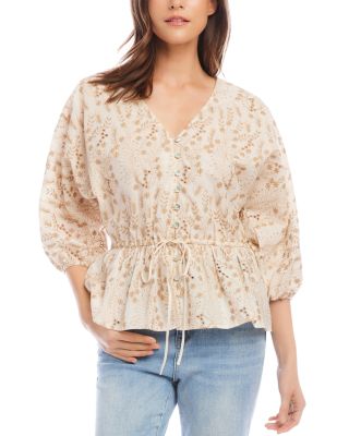 Karen Kane Embroidered Peplum Top