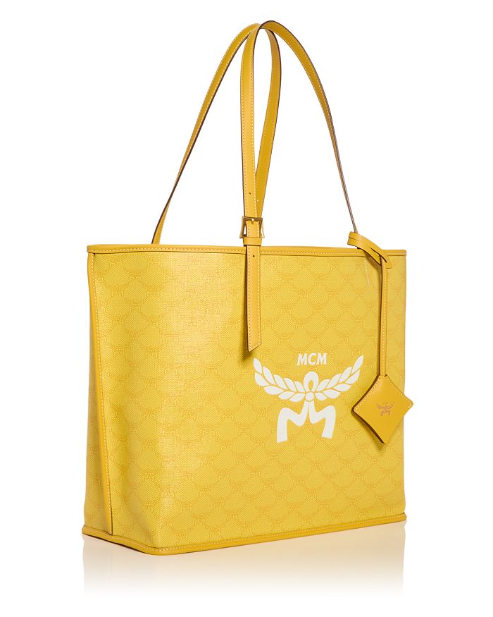 Shop Mcm Himmel Medium Lauretos Shopper Tote In Lemon Gold