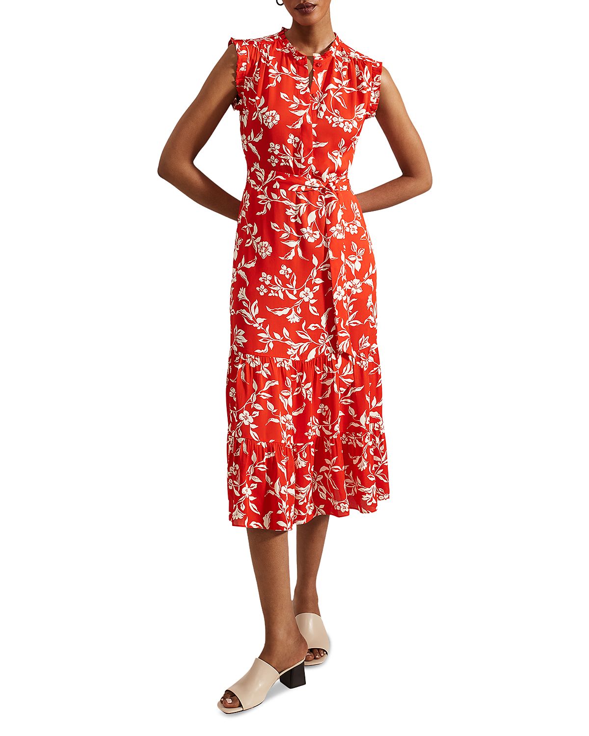 Hobbs London Elsa Ruffled Midi Dress