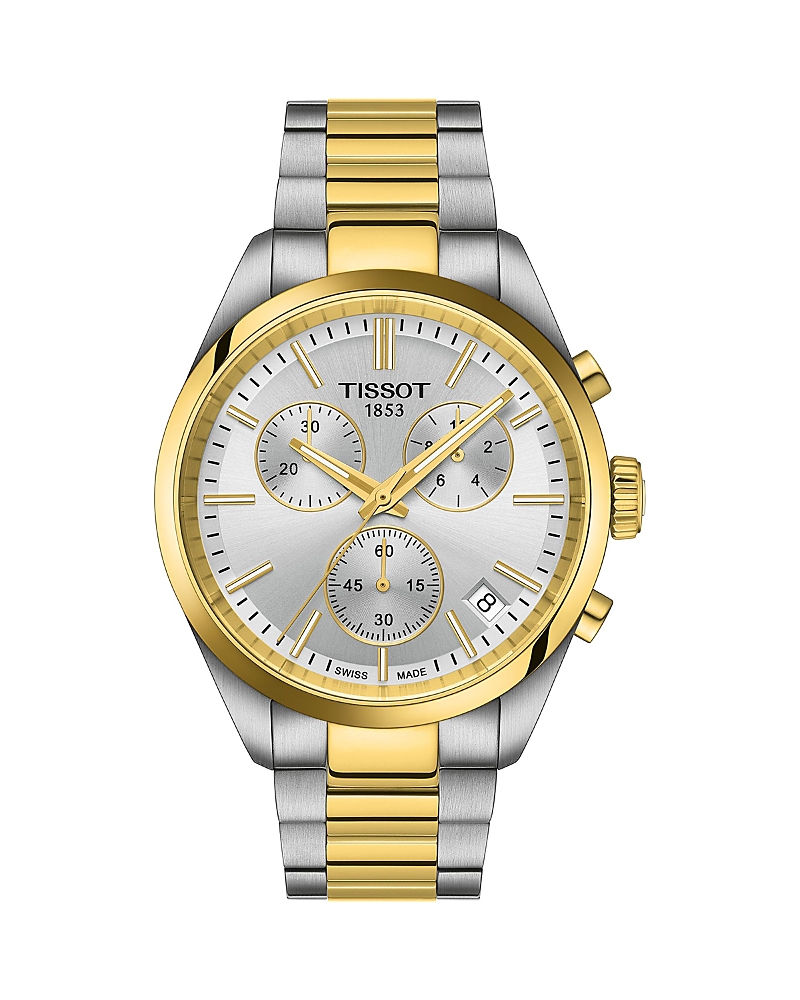 Tissot Pr 100 Chronograph, 40mm In Silver/two-tone