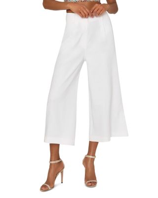 MILLY - Wide Leg Cropped Linen Pants