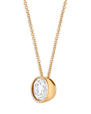 Certified Lab Grown Diamond Bezel Pendant Necklace in 18K Yellow Gold, 2.0 tcw