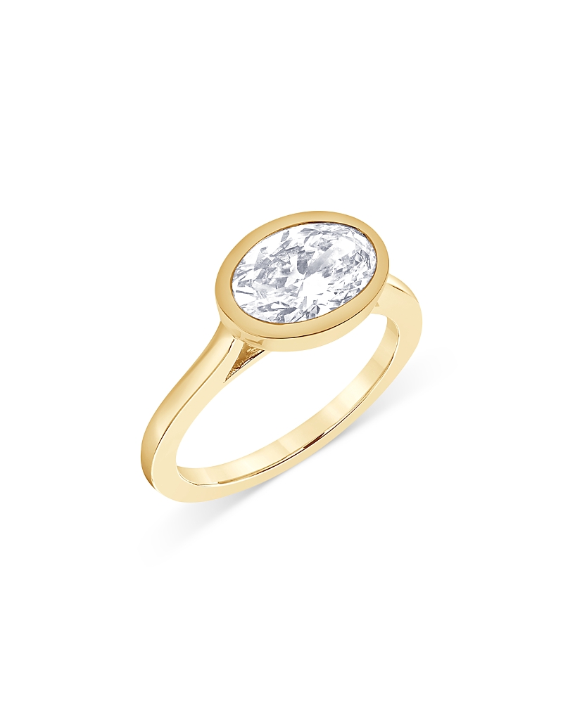 Bloomingdale's Fine Collection Certified Lab Grown Oval Diamond Bezel Set Engagement Ring in 18K Yellow Gold, 2.0 tcw