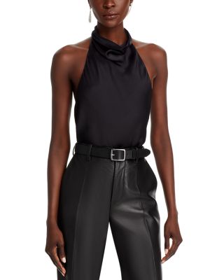 Anine Bing / NWT black Sylvia Stretch halter Silk tank Top
