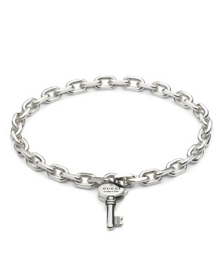 Gucci - Sterling Silver Trademark Key Charm Chain Link Bracelet
