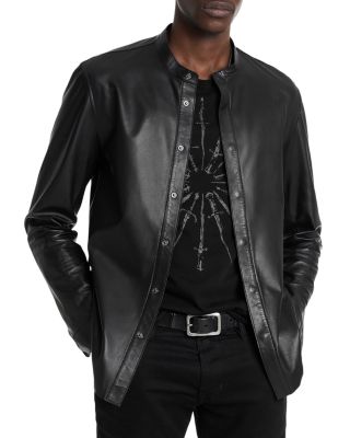 John Varvatos - Bernard Leather Band Collar Shirt Jacket