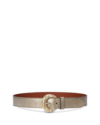 Ralph Lauren - Leather Crescent Buckle Metallic Wide Belt