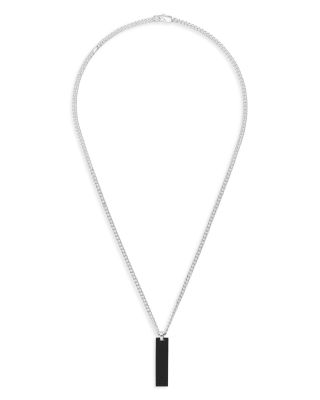 Sterling Silver Tag Varnished Pendant Necklace, 18&amp;quot;