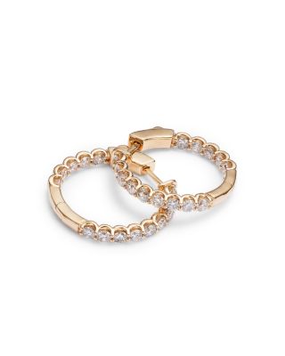 Diamond Inside Out Round Hoop Earrings in 14K Yellow Gold, 2.50 tcw