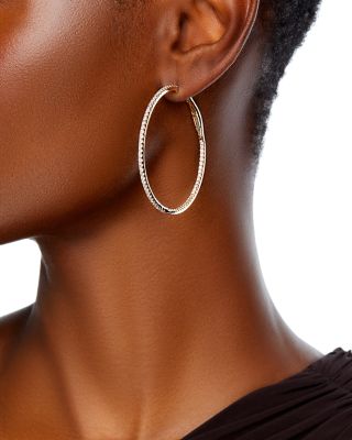 Diamond Inside Out Large Hoop Earrings in 14K Yellow Gold, 3.0 tcw