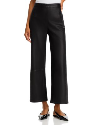 FRAME - Leather Cropped Wide Leg Pants