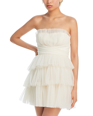 Bcbgmaxazria Strapless Eve Tulle Mini Dress In White