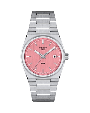 Tissot Pink T137.210.11.331.00 Prx 35 Stainless-steel Quartz Watch In Pink/silver