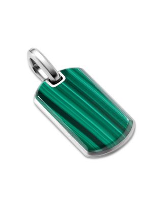 Men's Chevron Tag in Sterling Silver with Malachite, 27mm