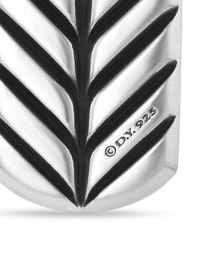 Men's Chevron Tag in Sterling Silver with Black Diamonds, 21mm