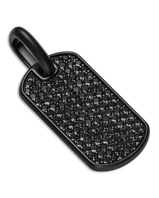 Men's Chevron Tag in Black Titanium with Sterling Silver and Black Diamonds, 27mm